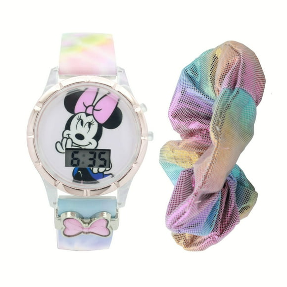 Disney Minnie LCD Watch with Rotating flashing Lights and hair accessory