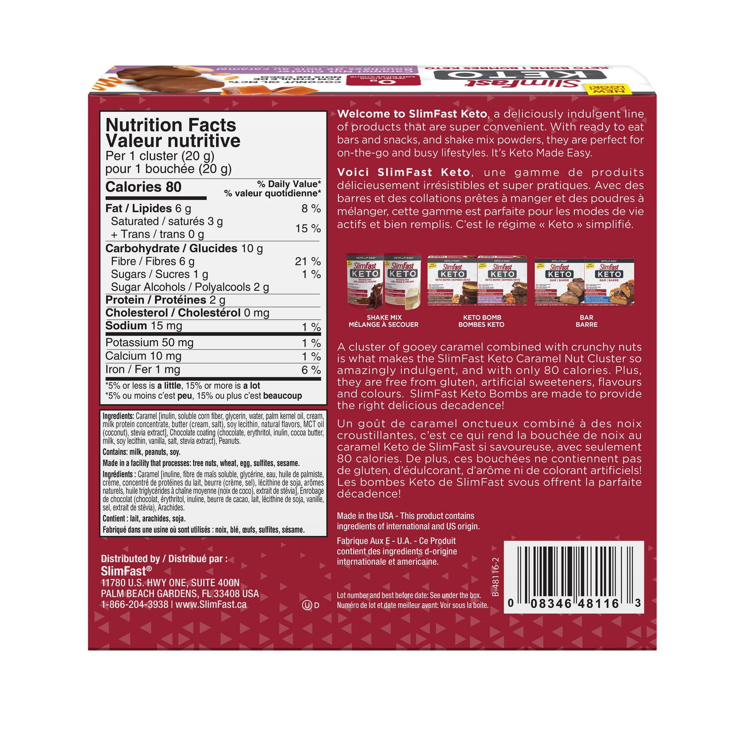 Slimfast Keto Bomb Snacks 14xg Chocolate Caramel Nut Clusters Per Box 280 Grams Walmart Canada