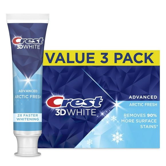 Crest 3D White Advanced Whitening Toothpaste, Arctic Fresh, 70 mL, Pack of 3