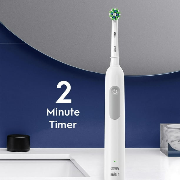 Oral B Pro 400 3D White Vitality Electric Toothbrush with (2) Brush Heads,  Rechargeable, Blue