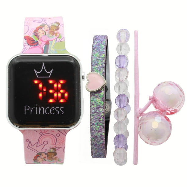 Montre digital pour fille avec bracelet rose fleurs 