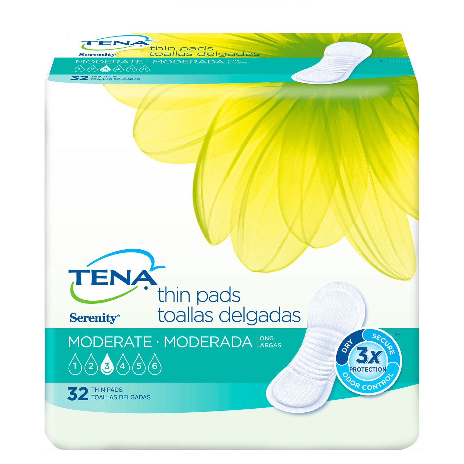 TENA Incontinence Pads for Women, Moderate Thin, Long, 32 Count ...