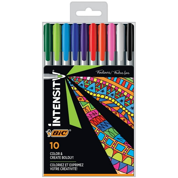 BIC Intensity Fineliner Marker Pen, Fine Point (0.8 mm), Assorted Colors,  Clean & Crisp Writing, 10-Count