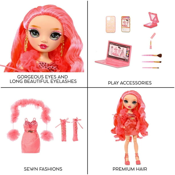 Rainbow High Daria Roselyn – Poupée-mannequin rose (rouge rosé) avec 2  tenues à agencer et associer et accessoires de poupée 