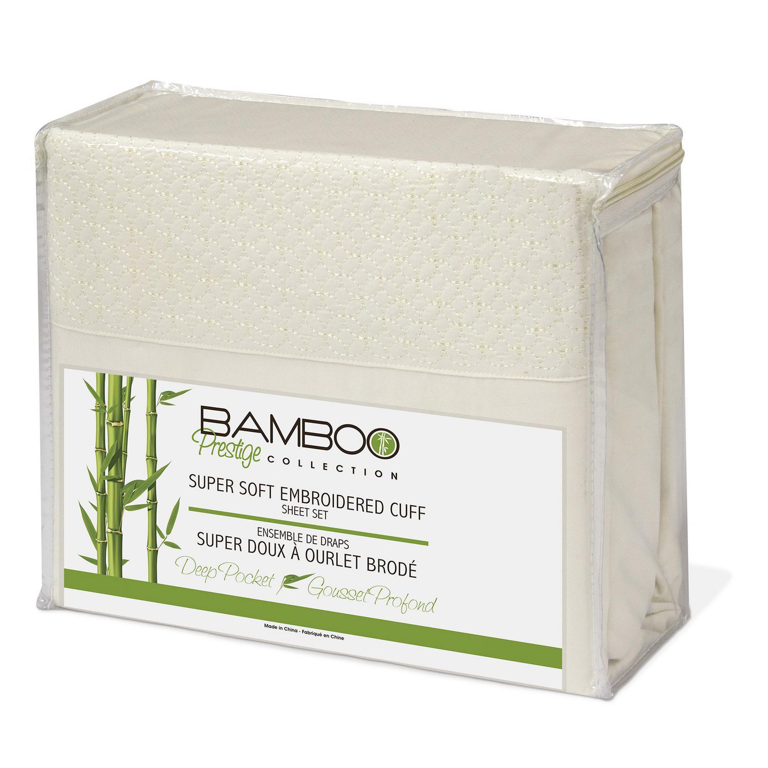 Safdie & Co. Ensemble De Draps 4PC En Bambou Prestige Q Ivoire