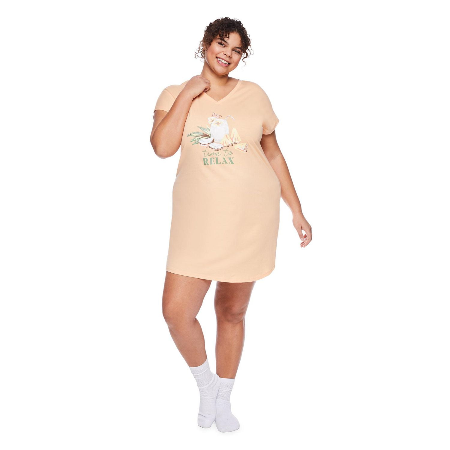 Chemise de nuit à encolure en V George Plus pour femmes