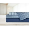thumbnail image 1 of Safdie & Co. Microfiber Sheet Set 3PC T Sol/Stripe Navy, 1 of 2