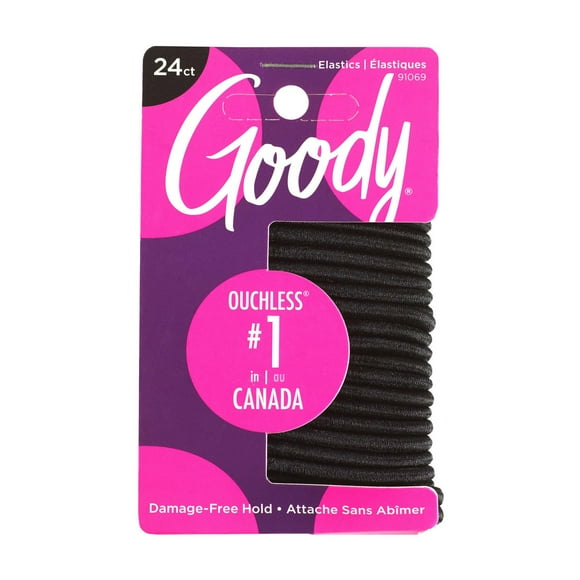Goody Ouchless Elastic Hair Tie - 24 Ct - Black - 4MM, Goody Elastic