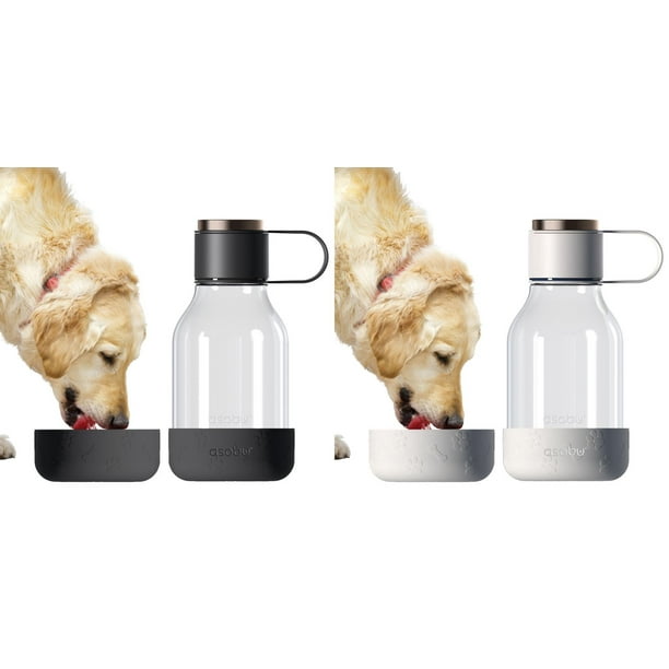 Asobu bouteille avec un bol pour chien lite 33oz<br>Collection de 2<br>Noir/Blanc