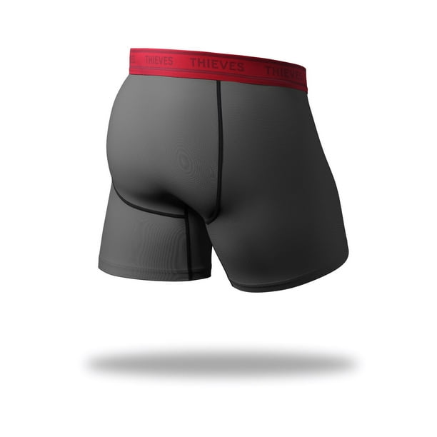 Pair of Thieves men's breathable boxer brief -sz XL-1 pr-GRAY w/ black  waistband 