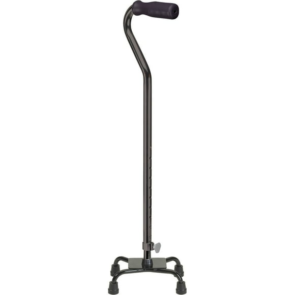 Drive Medical Black Foam Grip Four Point Cane, Four Point Adjustable Cane