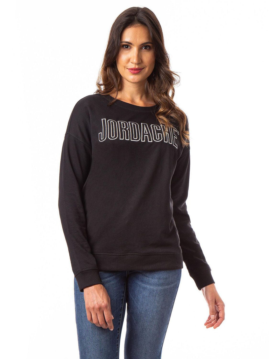 Jordache Women's Dropped Shoulder Logo Sweatshirt