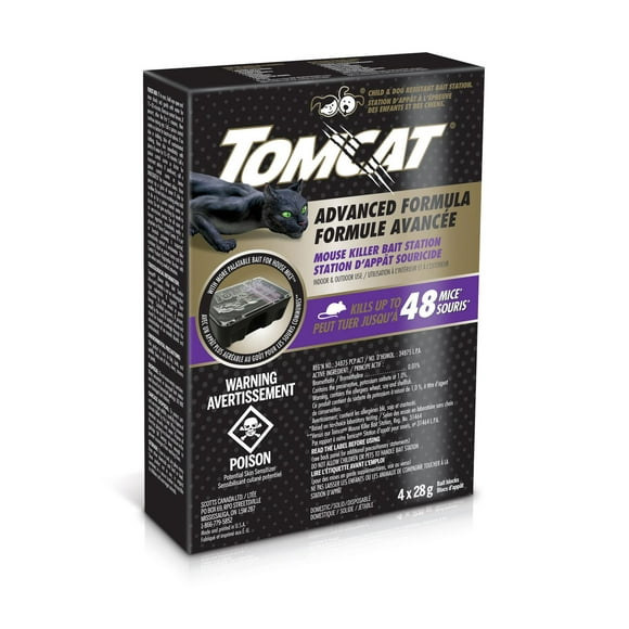 Tomcat Mouse Killer Bait Station Advanced Formula 4 Pack, Tomcat Advanced 4 x 28g
