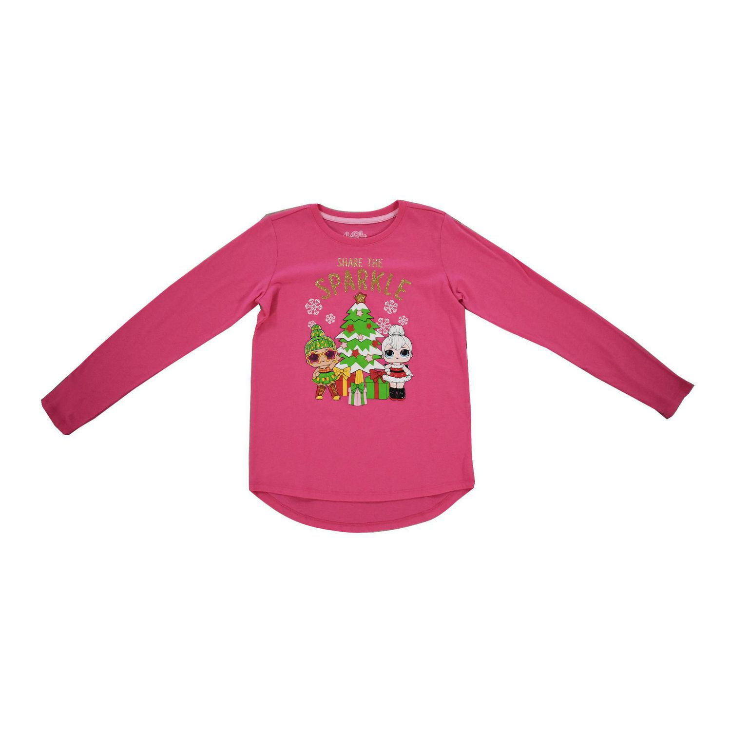 Girls L.O.L SURPRISE! XMAS Sparkle High Low Long Sleeve T-Shirt