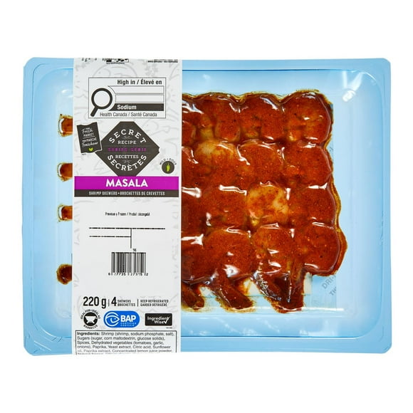 Your Fresh Market Secret Recipe Series Masala Shrimp Skewers, 4 pieces, 220 g total