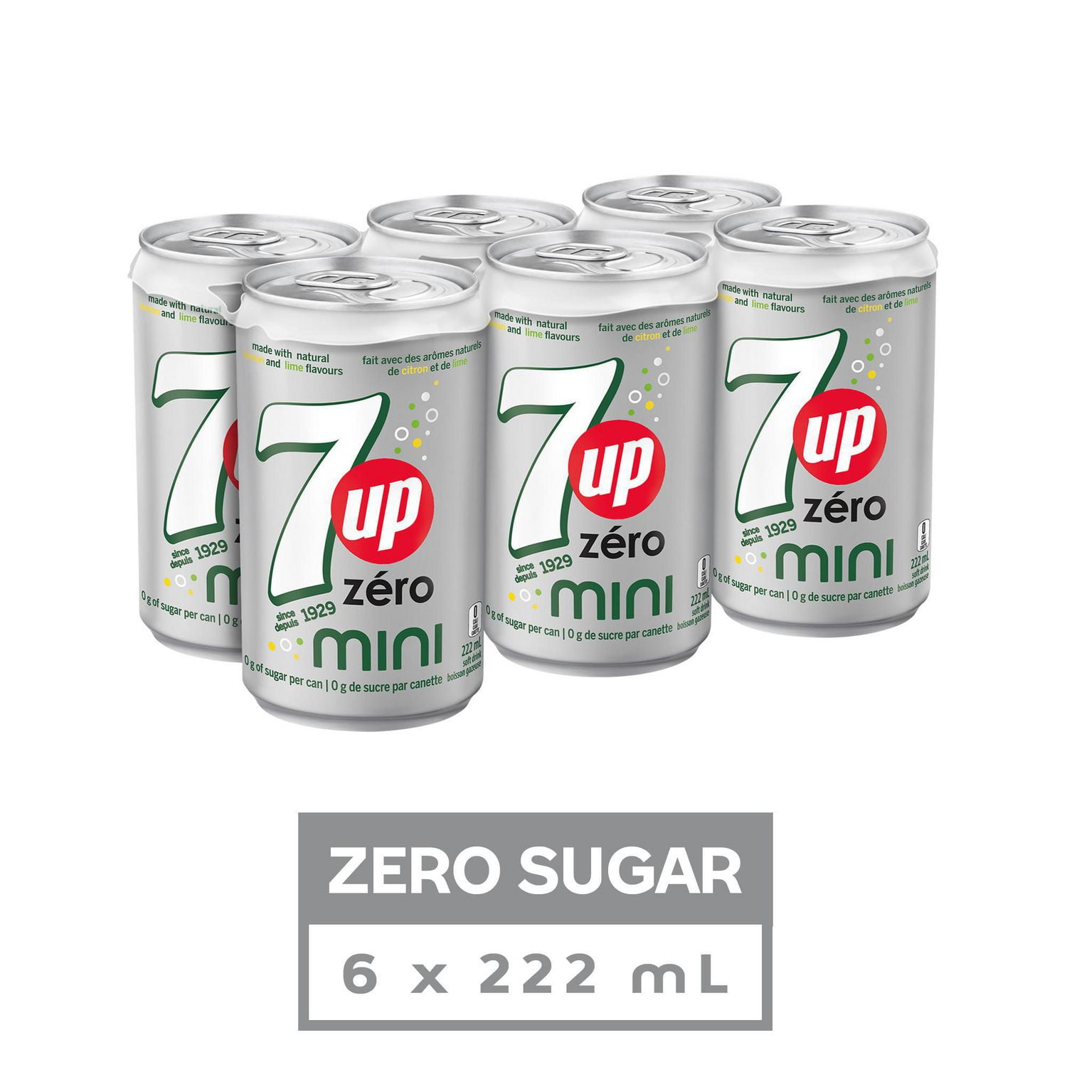 7up Zero Soft Drink 222 Ml Cans 6 Pack Walmart Canada