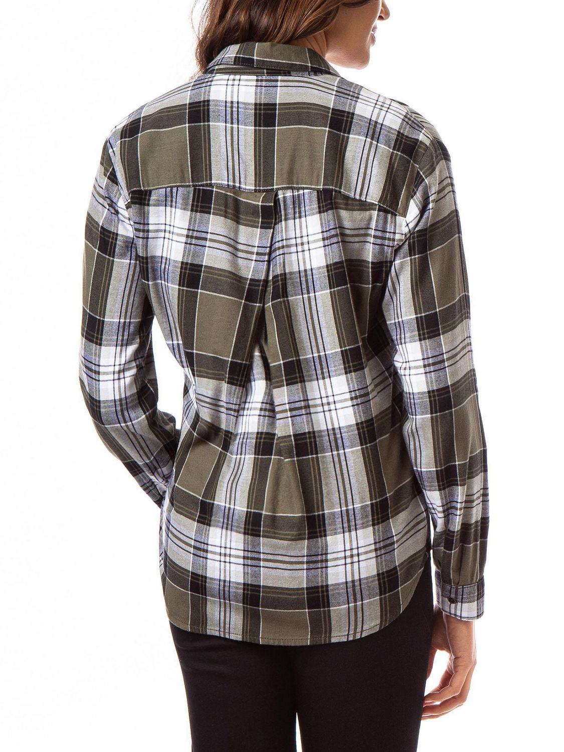 Jordache Women's Pleat Back Plaid Shirt