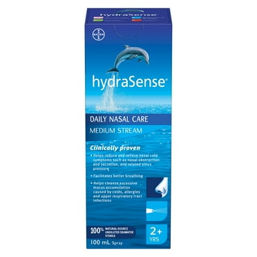 hydraSense Medium Stream Nasal Spray, Daily Nasal Care, 100% Natural Source Seawater, Preservative-Free