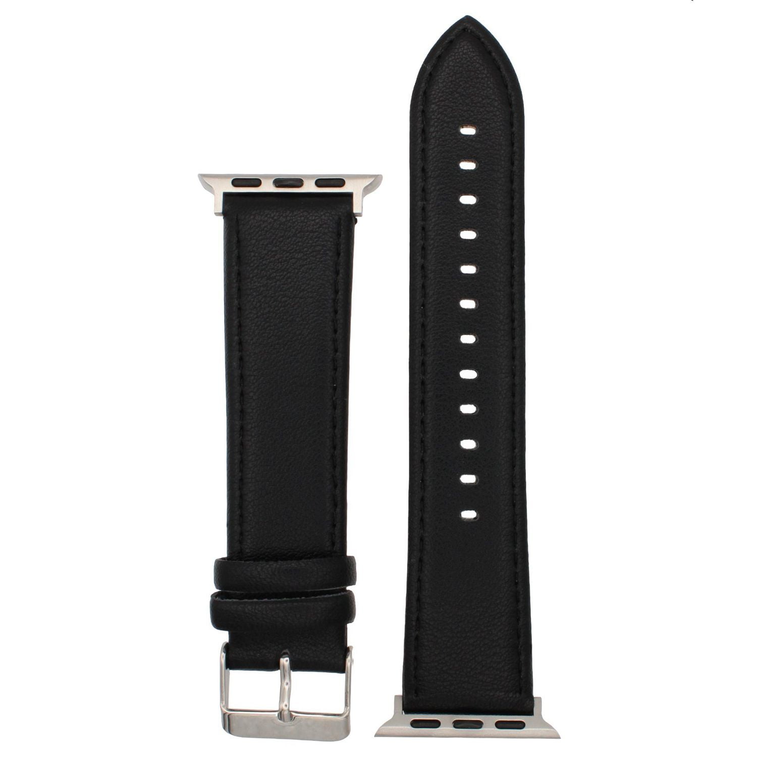 Black Genuine Leather Watch Band for Apple Watch – Classic Buckle, Watch Strap