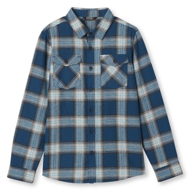 George Girls' Twill Plaid Brushed Flannel Shirt - Walmart.ca