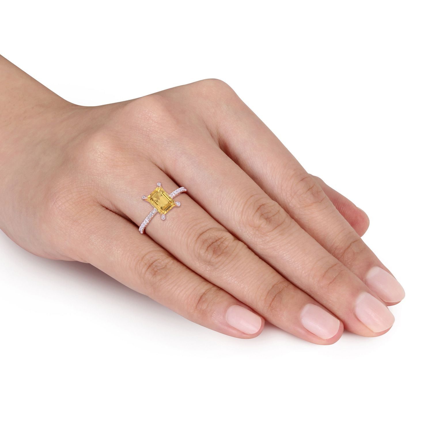 Bague de fian ailles Tangelo avec citrine 1 1 2 CT PBT et diamants