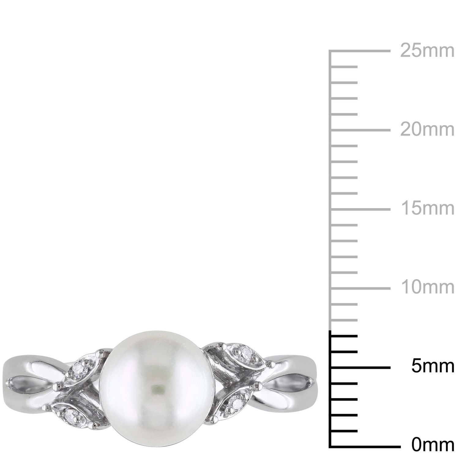 Miabella 7.5-8mm Cultured Freshwater Pearl and Diamond-Accent 10 K White Gold Cross-Over Ring