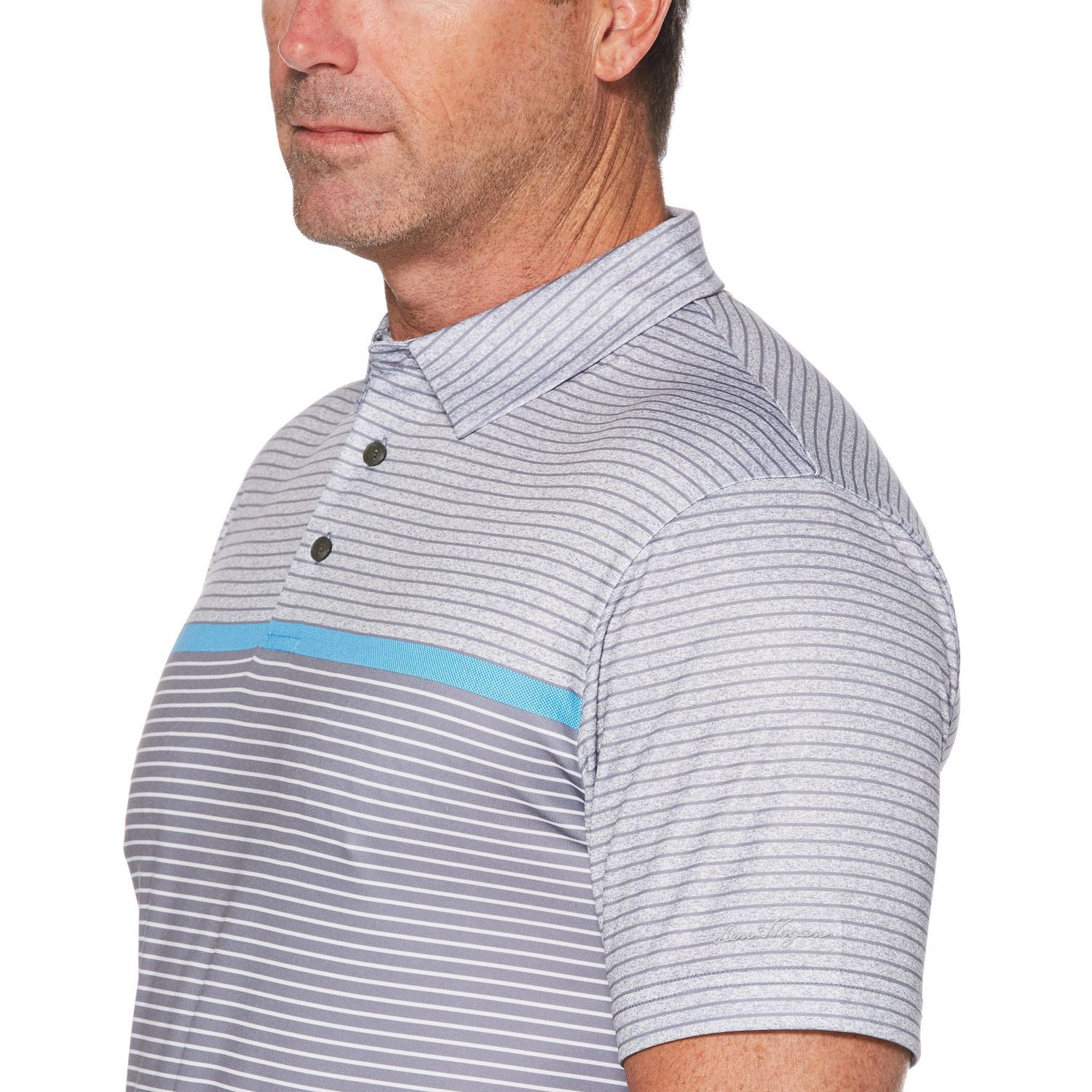 Men's Performance Short Sleeve Striped Golf Polo Shirt