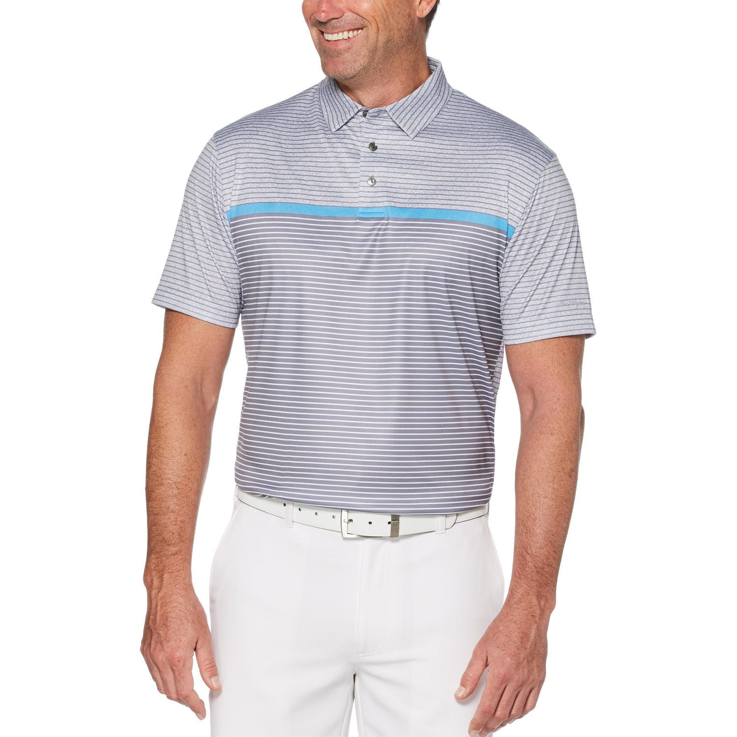 Men's Performance Short Sleeve Striped Golf Polo Shirt