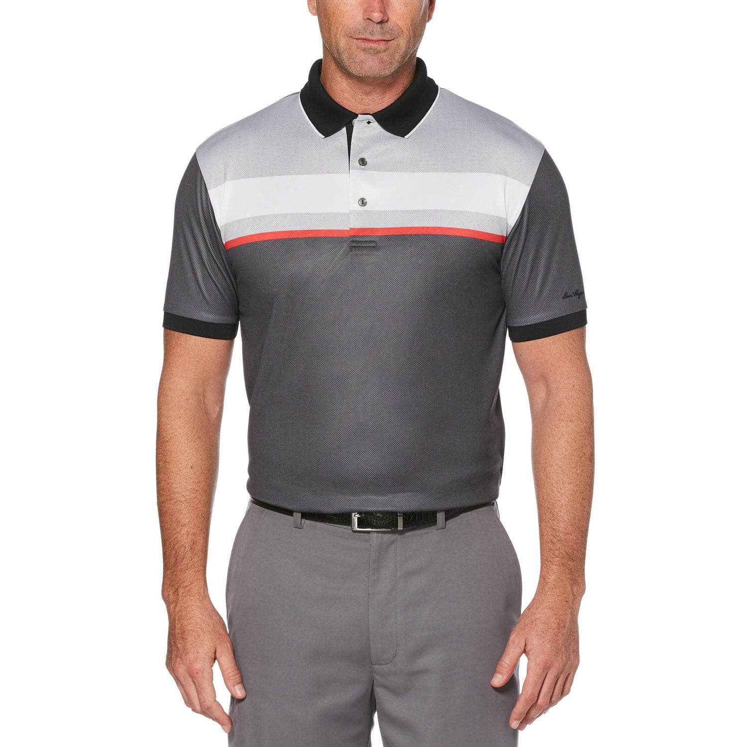 Men's Performance Short Sleeve Color Block Golf Polo Shirt Ribbed Collar and Cuff