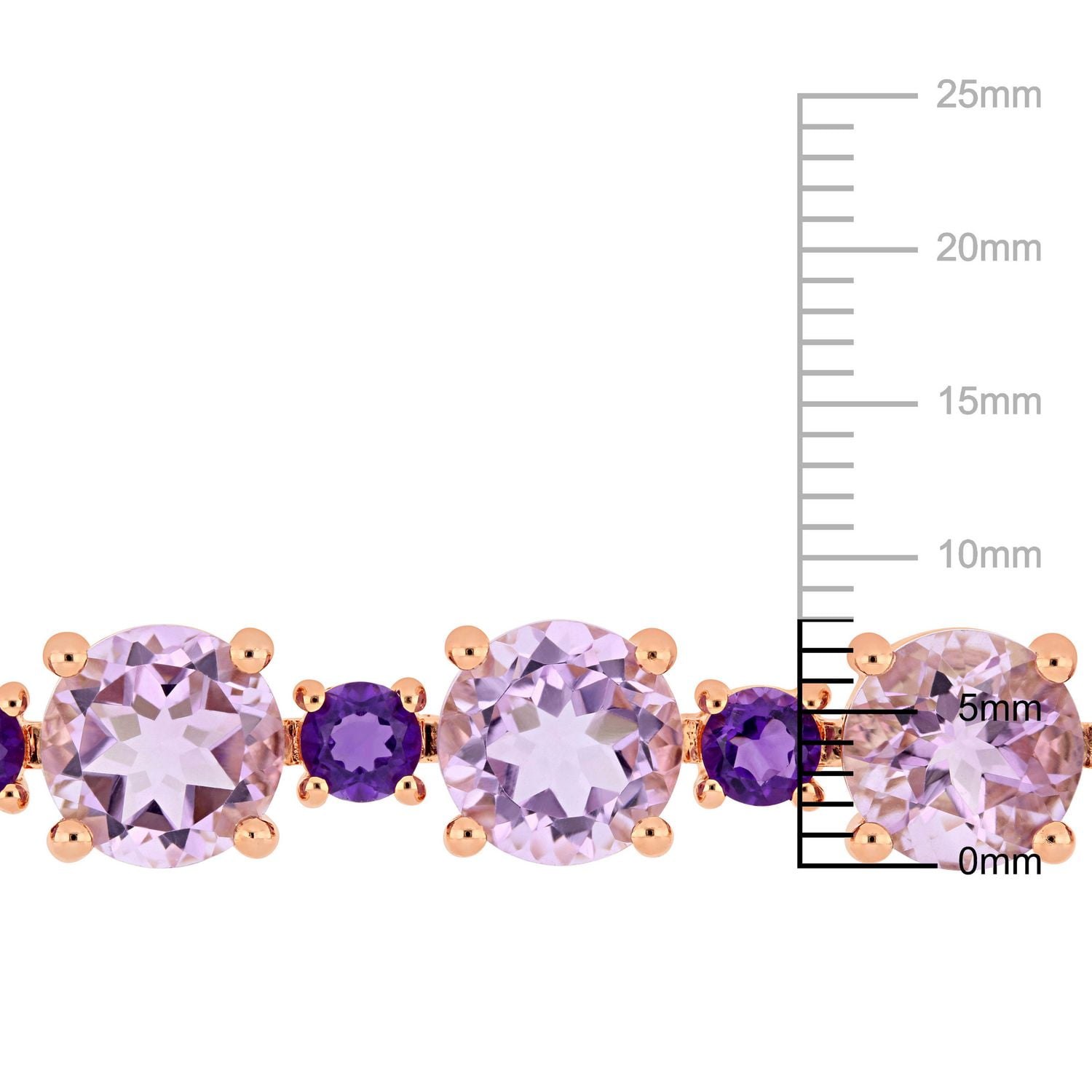 Bracelet tennis Tangelo avec rose de France et améthystes 24-5/8 CT PBT en argent sterling plaqué de rhodium rosé, 7,25 po