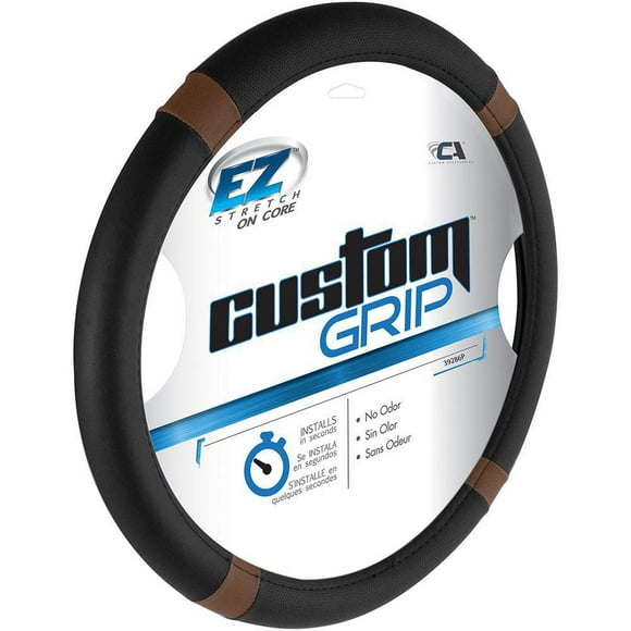 Custom Grip Black and Brown Accent Value Steering Wheel Cover