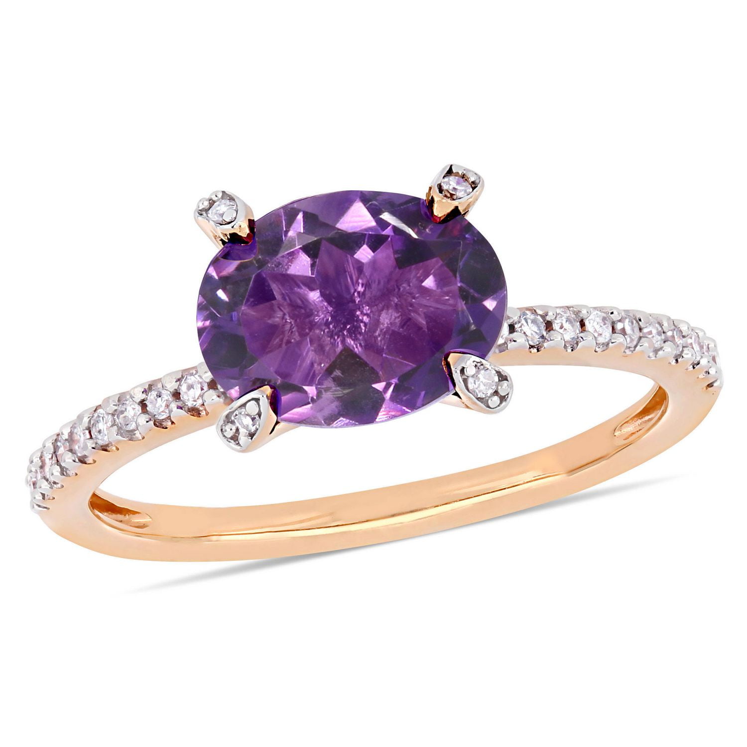 Tangelo 1-5/8 Carat T.G.W. Amethyst and 1/10 Carat T.W. Diamond 10 K Rose Gold Engagement Ring