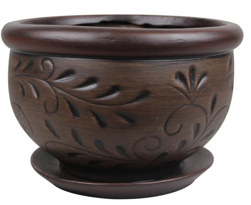 hometrends 10" Carved Floral Ceramic Planter Walmart Canada