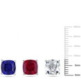thumbnail image 2 of Tangelo Created Ruby and Created Blue and White Sapphire Sterling Silver 3-Piece Stud Earrings Set, 2 of 4