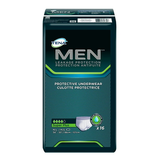 TENA Culottes protectrices contre l’incontinence masculine - Moyen/Grand - 16 unités 16 unités, M/G