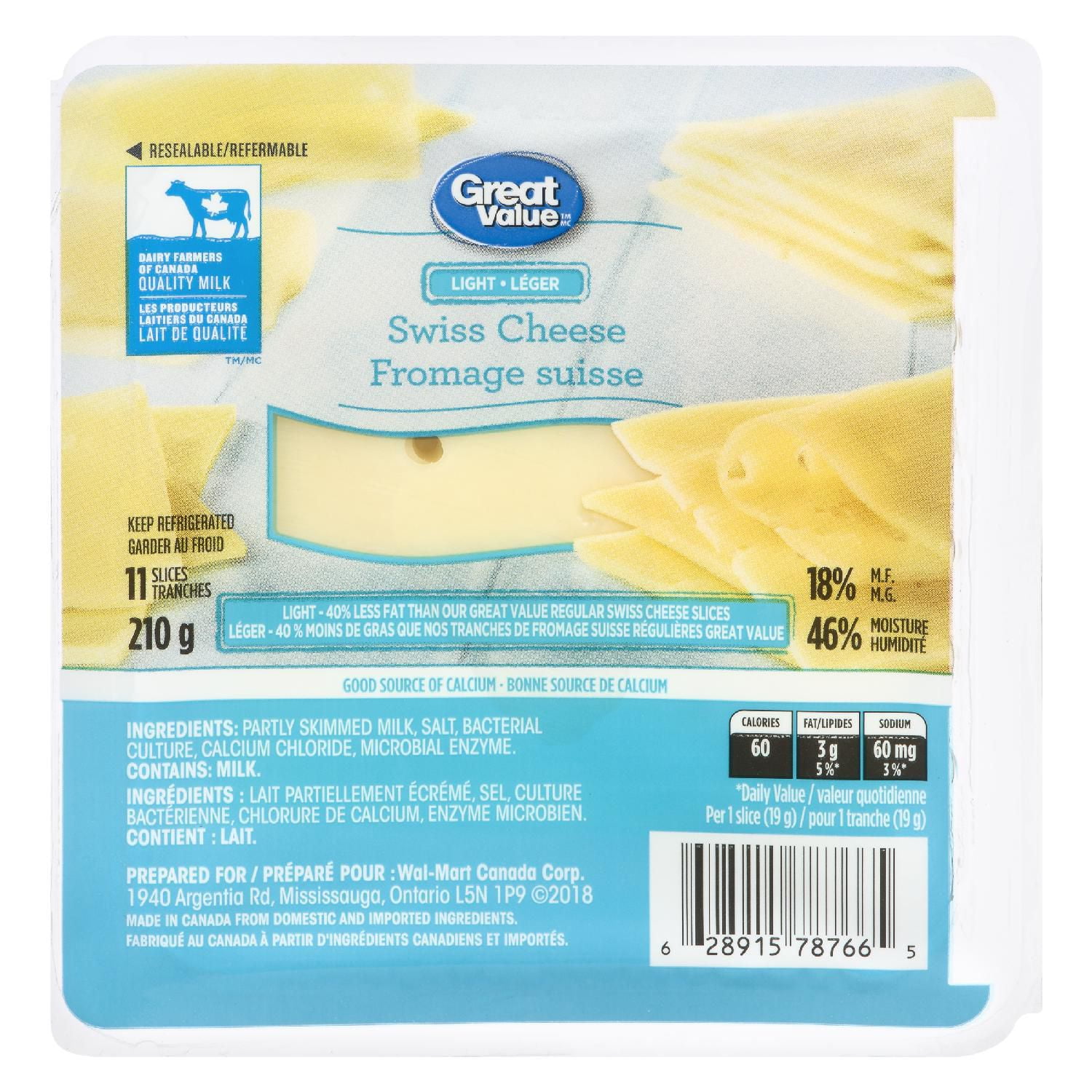 Buy Great Value Light Swiss Cheese Online Walmart Canada
