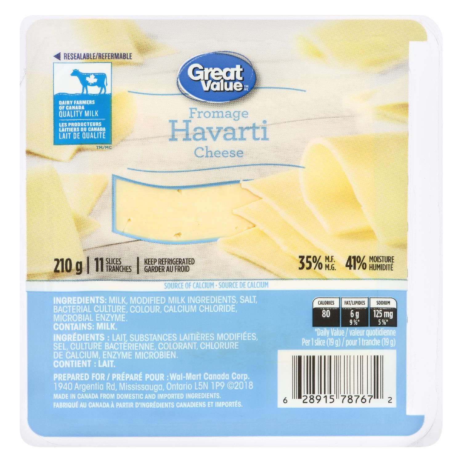 Buy Great Value Havarti Cheese 210g Online Walmart Canada