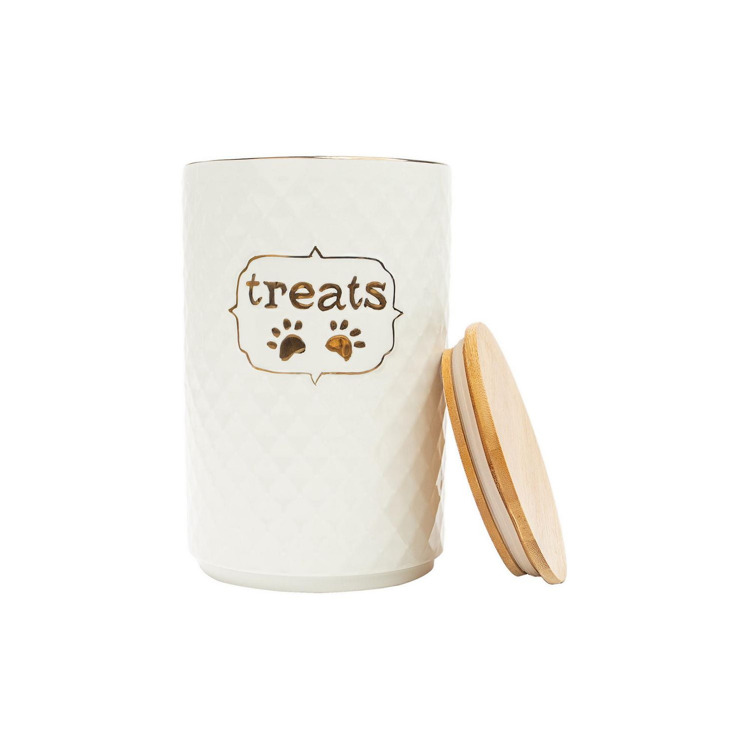 One Paw Textured Ceramic Dog Treat Jar Durable and Stylish 1.8 kg 63 OZ Textured Ceramic Treat Jar Walmart