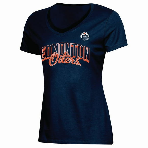 NHL Ladies Edmonton Oilers V Neck short Sleeve Classic Fit T-Shirt