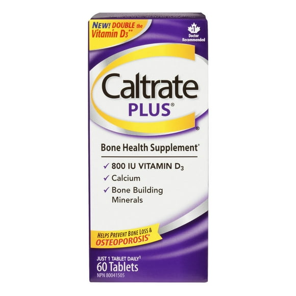 Caltrate Plus Calcium Supplement for Bone Health, Tablets, 60 Count