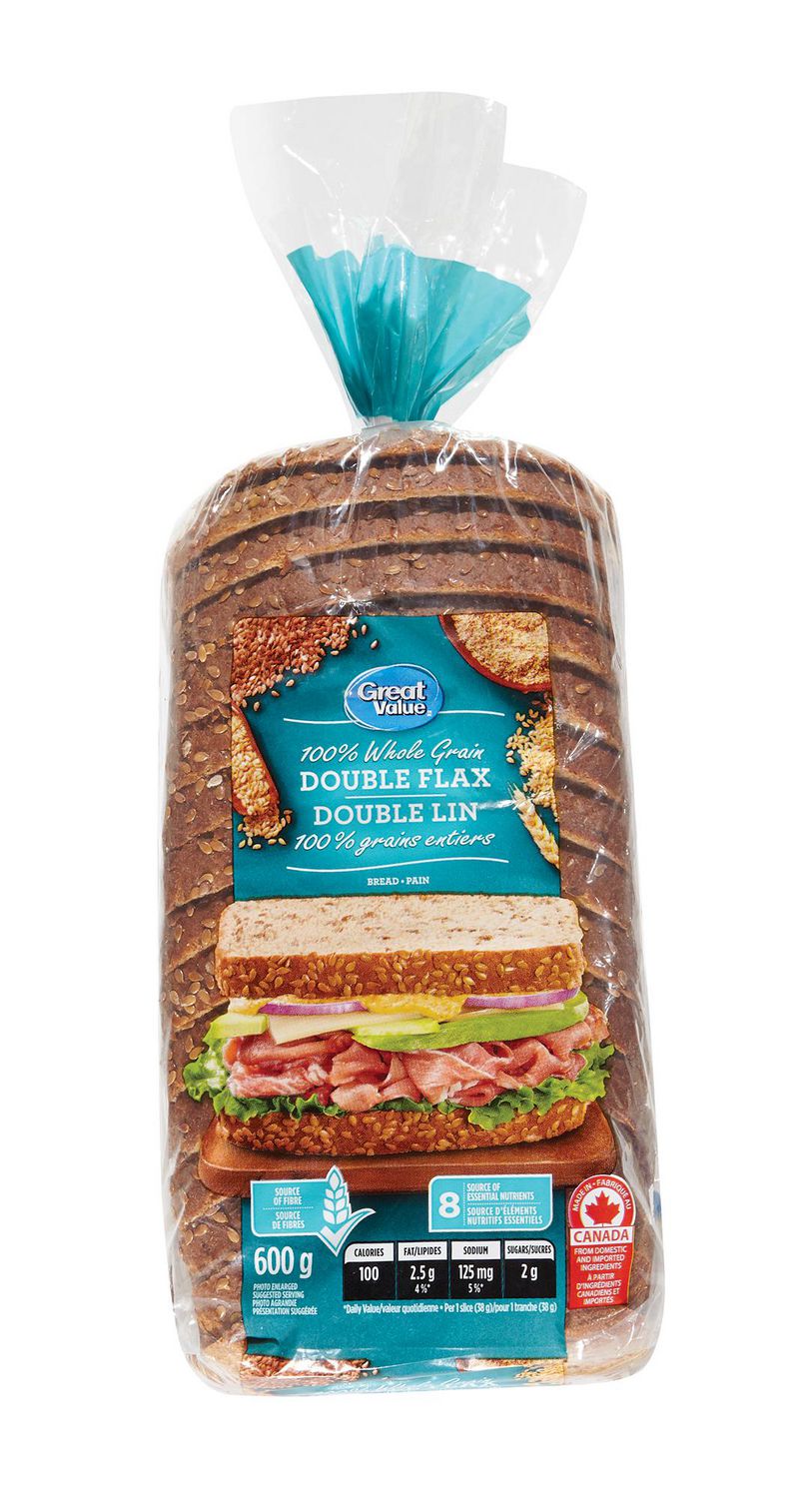 Great Value 100 whole Grain Double Flax Bread Walmart Canada