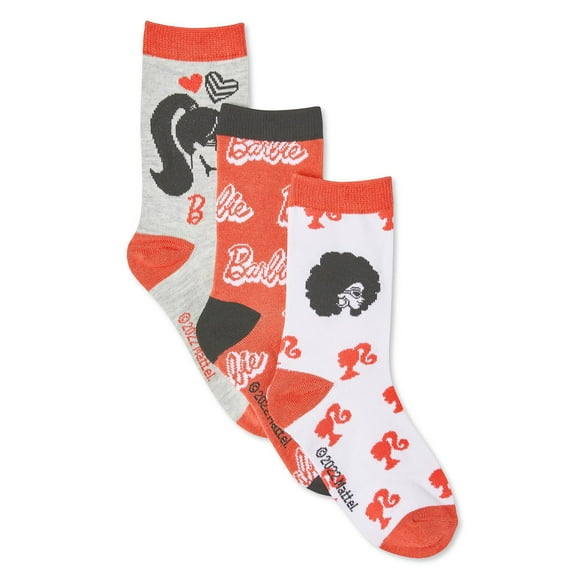 Barbie Girls' Crew Socks 3-Pack