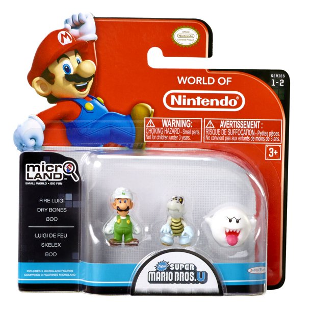 Nintendo Mario Bros. U Micro - Paquet de 3 figurines - Luigi de feu/Dry Bones/Boo