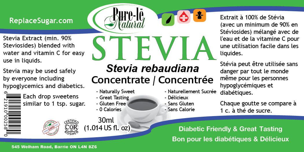 Liquide concentrée de Stevia Natural de Pure-lē
