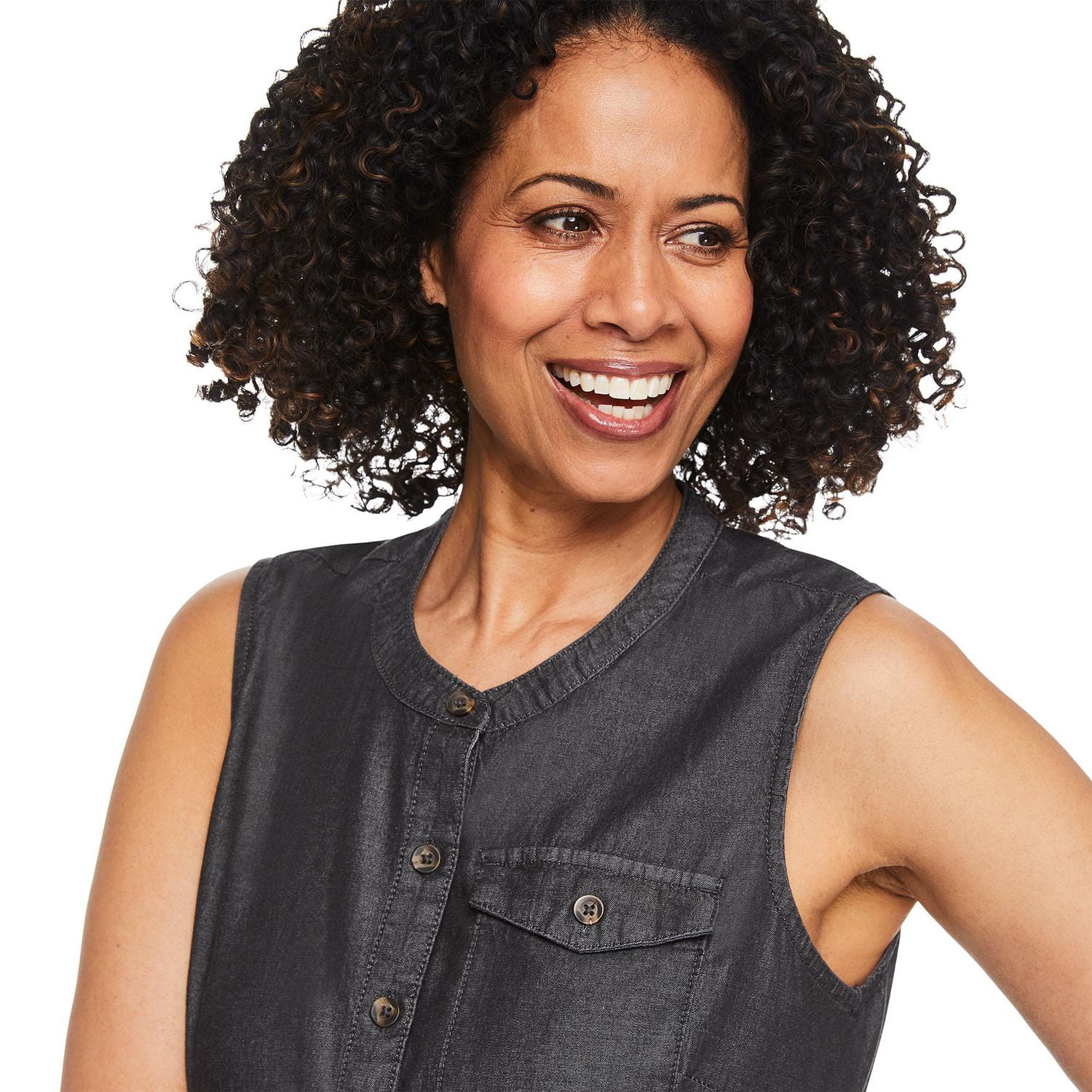 Robe à boutons sans manches Iyla pour femmes