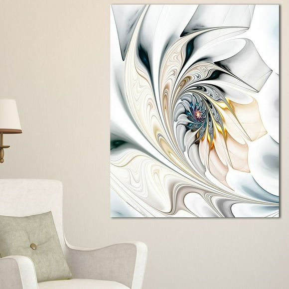 Design Art White Stained Glass Floral Art Large Floral Wall Art Canvas Print