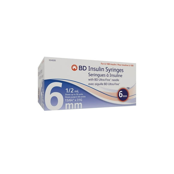 Seringue à Insuline Avec Aiguille BD Ultra-Fine 6mm 0.5 ML