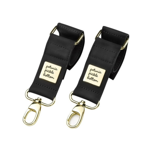 Petunia Pickle Bottom - Clips de poussette valet en similicuir noir mat - Clips de fixation pour poussette pour sac à langer, bébé, nourrisson, enfant en bas âge, unisexe, Résistant à l'eau