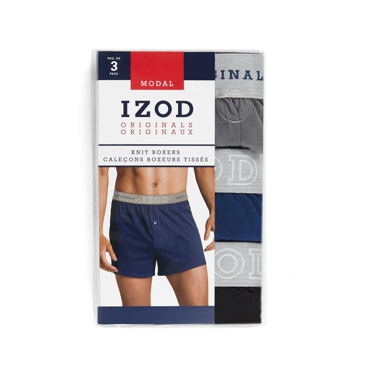 IZOD ORIGINALS 3 Pack Knit Boxers, Size S-XL 