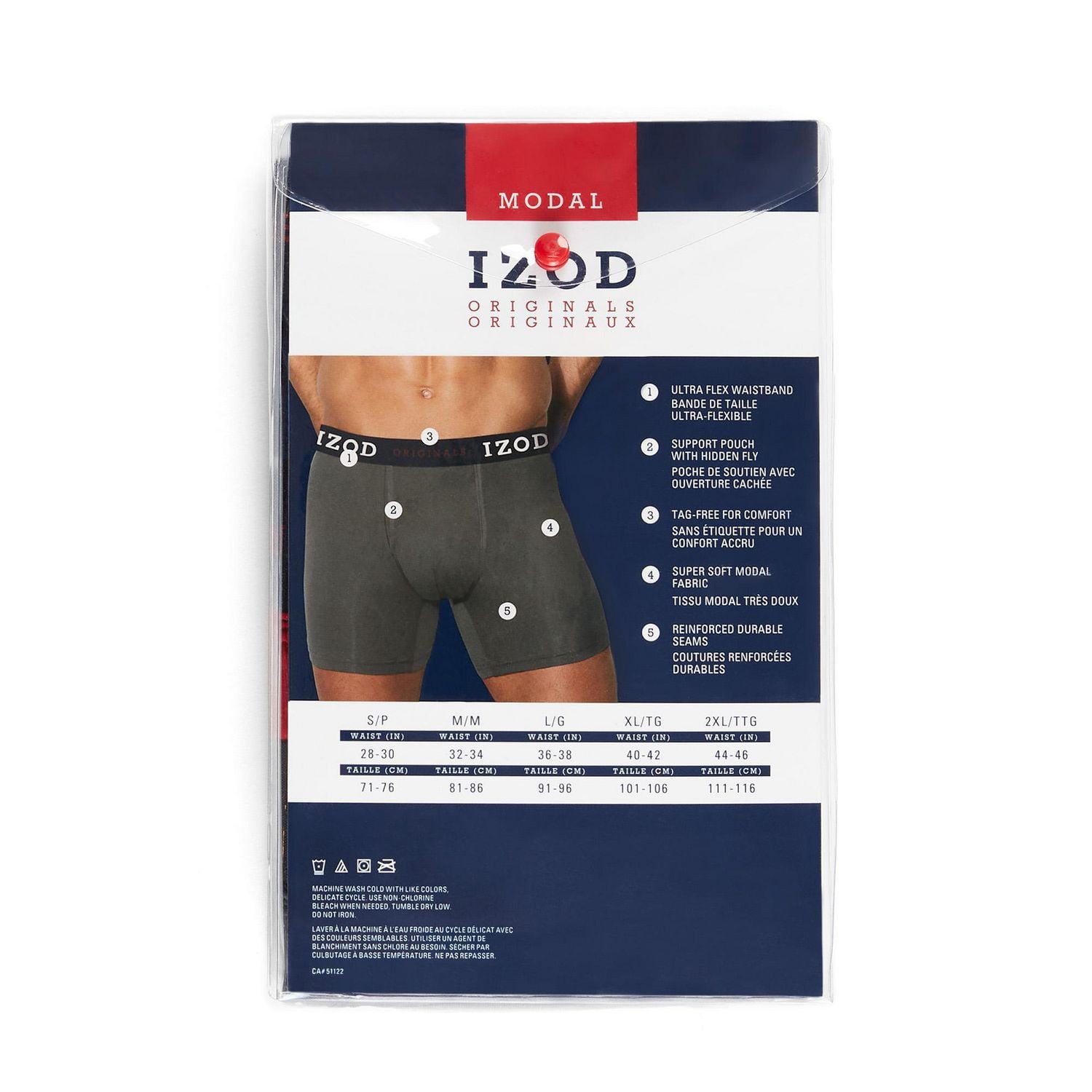 IZOD ORIGINALS 3 Pack Boxer Briefs with Fly Pouch, Size S-XL 